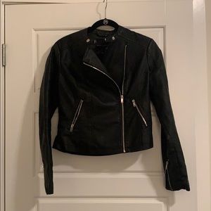 ASOS NEW LOOK BLACK FAUX LEATHER MOTO JACKET 10 M